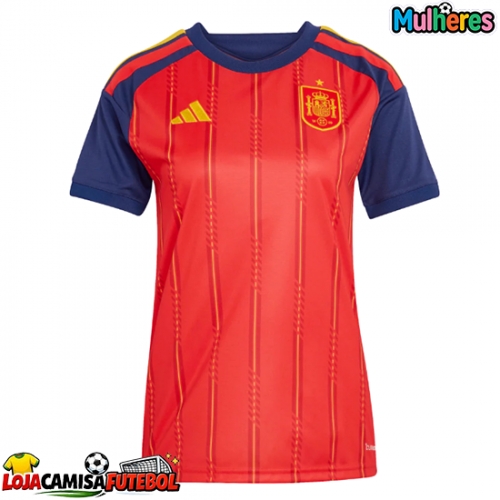 Camisa de Futebol Espanha Equipamento Principal Mulheres Mundo 2026 Manga Curta